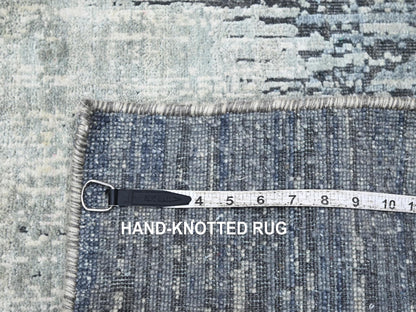 Grey 2'1" x 3'0" Modern / Contemporary Hand knotted Silk Rug - Sku: O075486