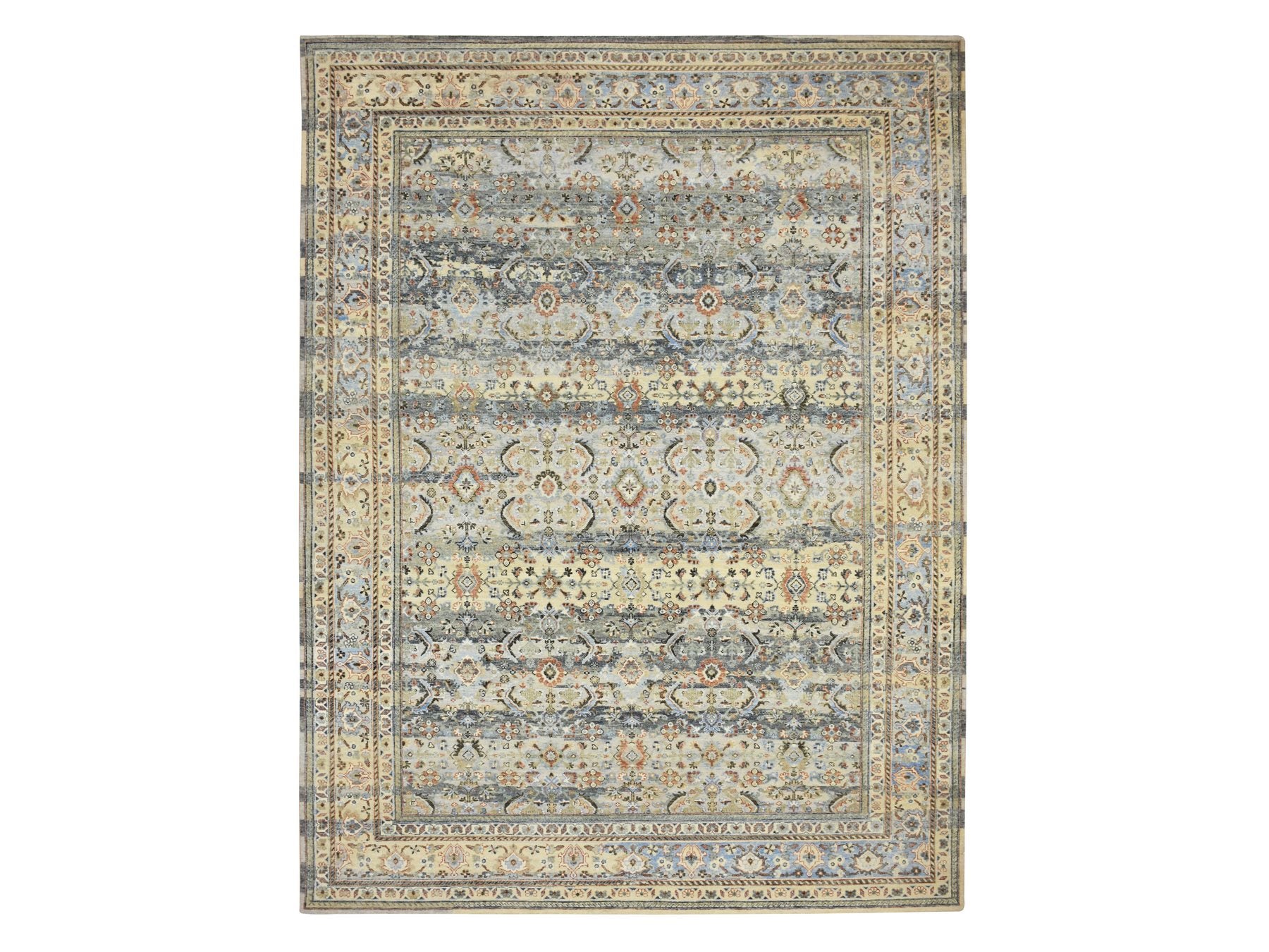Transitional hand-knotted wool rug in Gray, 9'0" x 12'0", SKU O075493