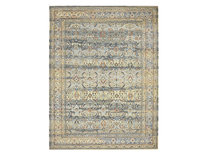 Grey 9'0" x 12'0" Transitional Hand knotted Wool Rug - Sku: O075493