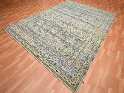 Grey 9'0" x 12'0" Transitional Hand knotted Wool Rug - Sku: O075493