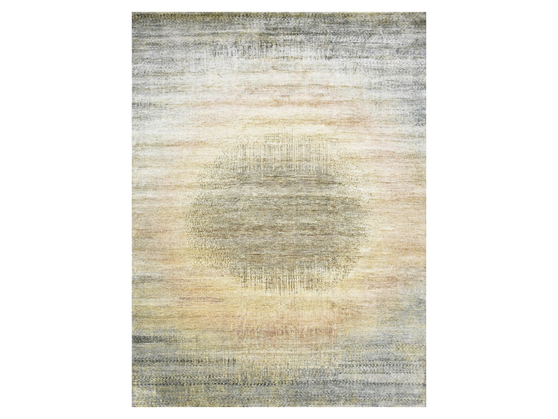 Modern / Contemporary hand-knotted silk rug in Brown, 9'0" x 12'5", SKU O075495