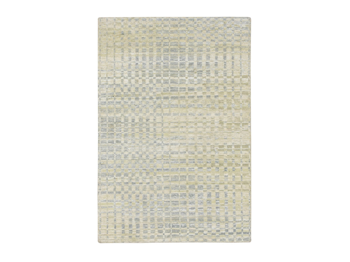 Modern / Contemporary hand-knotted wool/silk rug in Brown, 4'0" x 6'0", SKU O075502