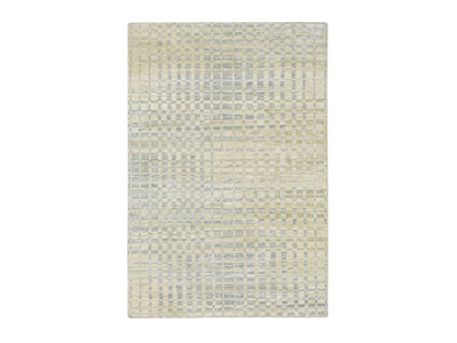 Modern / Contemporary hand-knotted wool/silk rug in Brown, 4'0" x 6'0", SKU O075502