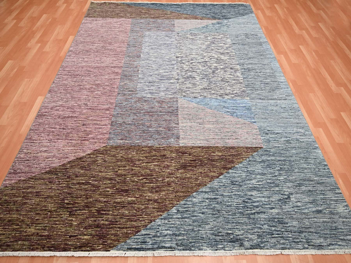 Modern / Contemporary hand-knotted wool rug in Multicolored, 8'0" x 10'0", SKU O075504