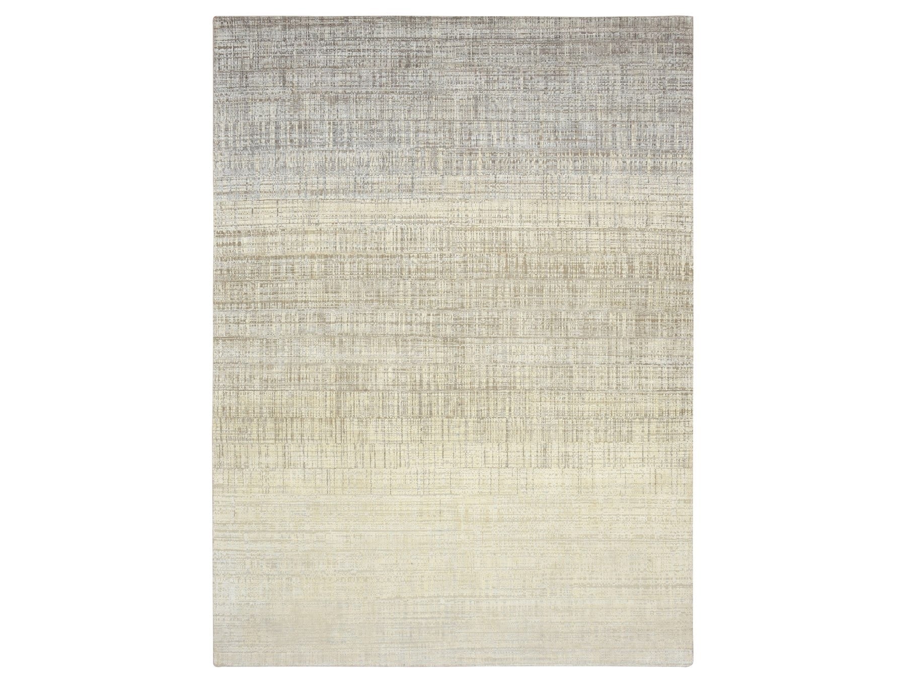 Modern / Contemporary hand-knotted wool/silk rug in Ivory, 8'11" x 12'4", SKU O075505