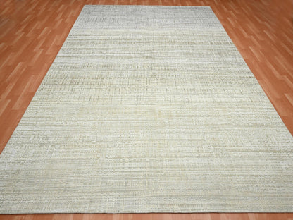 Ivory 8'11" x 12'4" Modern and Contemporary Hand knotted Wool/Silk Rug - Sku: O075505