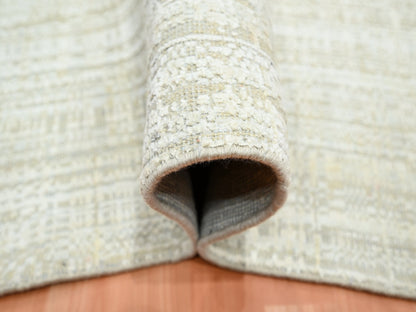 Ivory 8'11" x 12'4" Modern and Contemporary Hand knotted Wool/Silk Rug - Sku: O075505