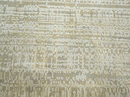 Ivory 8'11" x 12'4" Modern and Contemporary Hand knotted Wool/Silk Rug - Sku: O075505