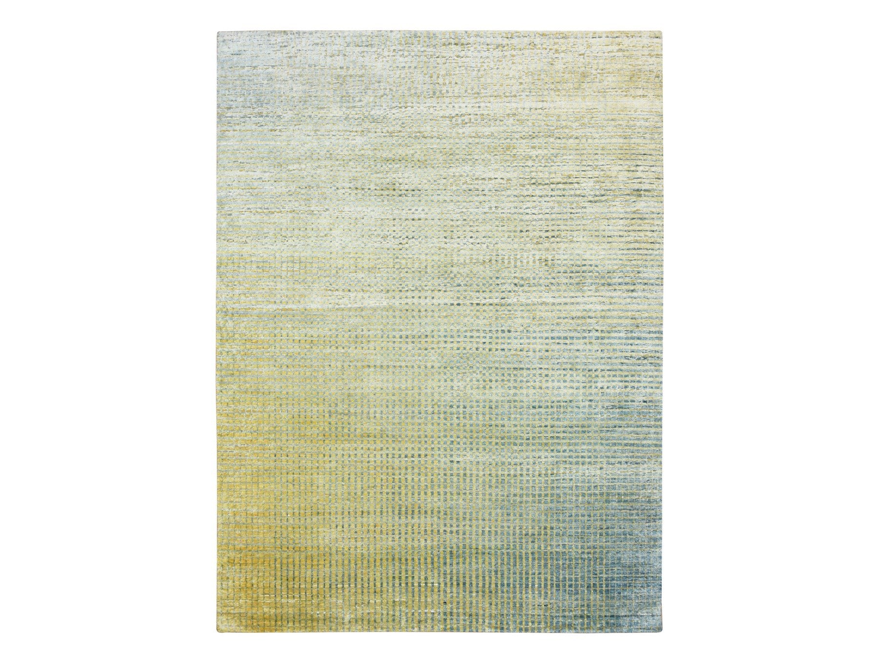 Modern / Contemporary hand-knotted wool/silk rug in Yellow, 8'11" x 12'2", SKU O075509