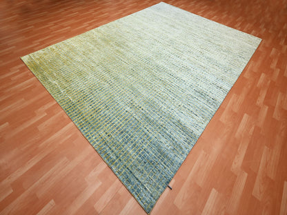 Yellow 8'11" x 12'2" Modern / Contemporary Hand knotted Wool/Silk Rug - Sku: O075509
