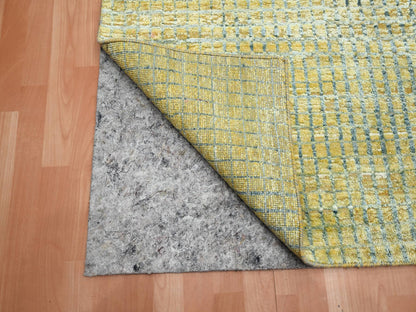Yellow 8'11" x 12'2" Modern / Contemporary Hand knotted Wool/Silk Rug - Sku: O075509