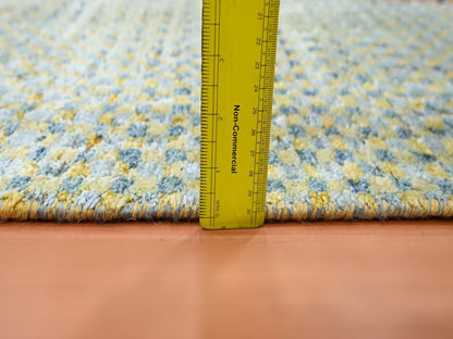 Yellow 2'0" x 4'0" Modern / Contemporary Hand knotted Wool/Silk Rug - Sku: O075510