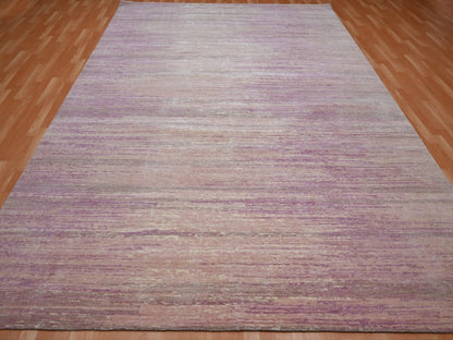 Pink 9'0" x 12'3" Modern / Contemporary Hand knotted Wool Rug - Sku: O075512