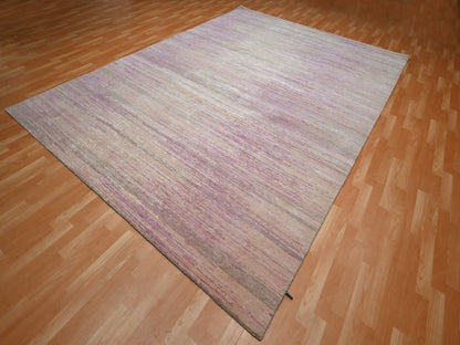 Pink 9'0" x 12'3" Modern / Contemporary Hand knotted Wool Rug - Sku: O075512