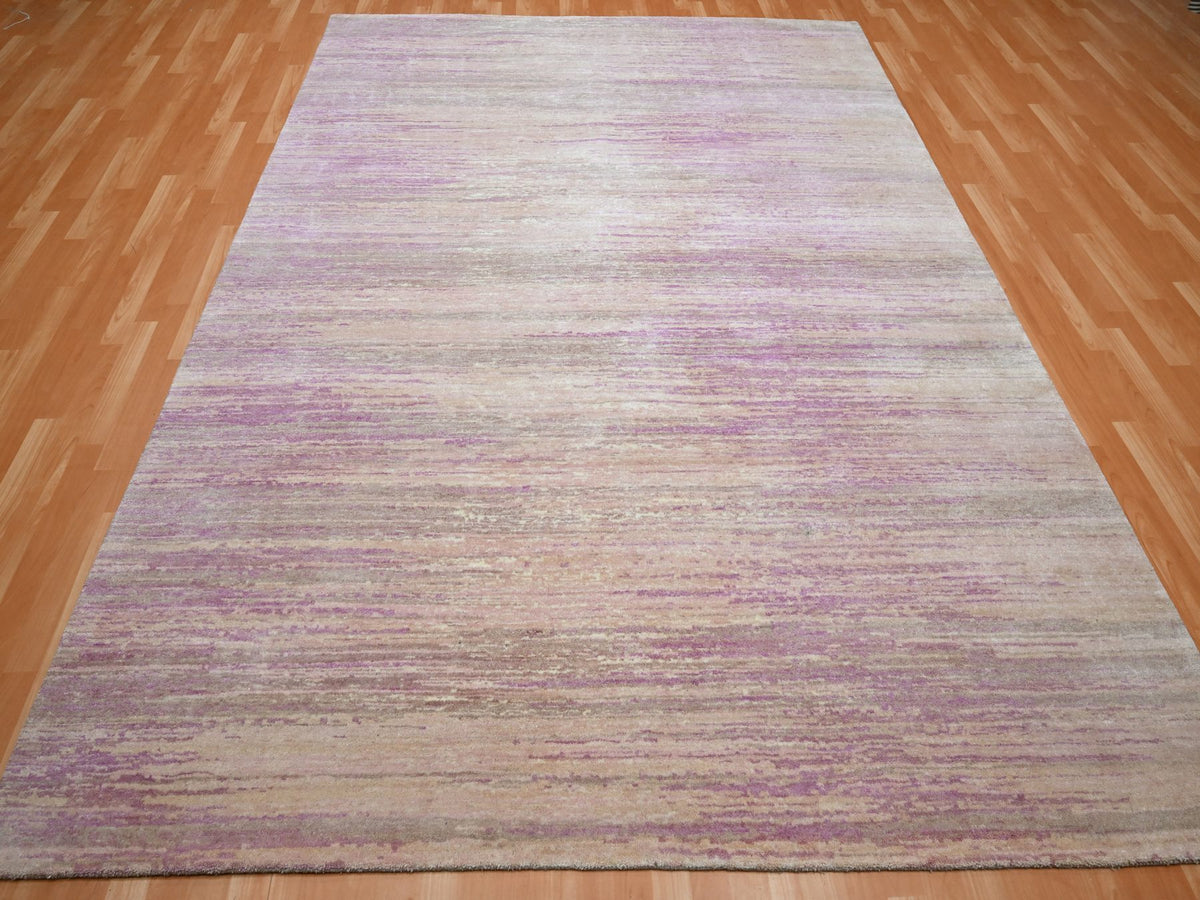 Modern / Contemporary hand-knotted wool rug in Pink, 8'1" x 10'3", SKU O075513