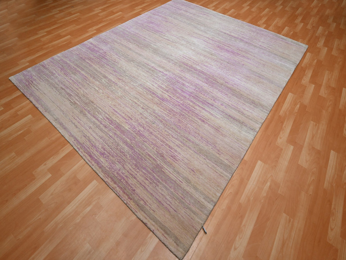 Modern / Contemporary hand-knotted wool rug in Pink, 8'1" x 10'3", SKU O075513