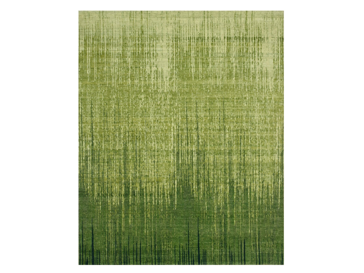 Modern / Contemporary hand-knotted wool rug in Green, 8'2" x 10'3", SKU O075515