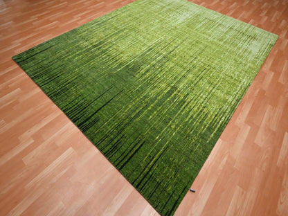 Modern / Contemporary hand-knotted wool rug in Green, 8'2" x 10'3", SKU O075515