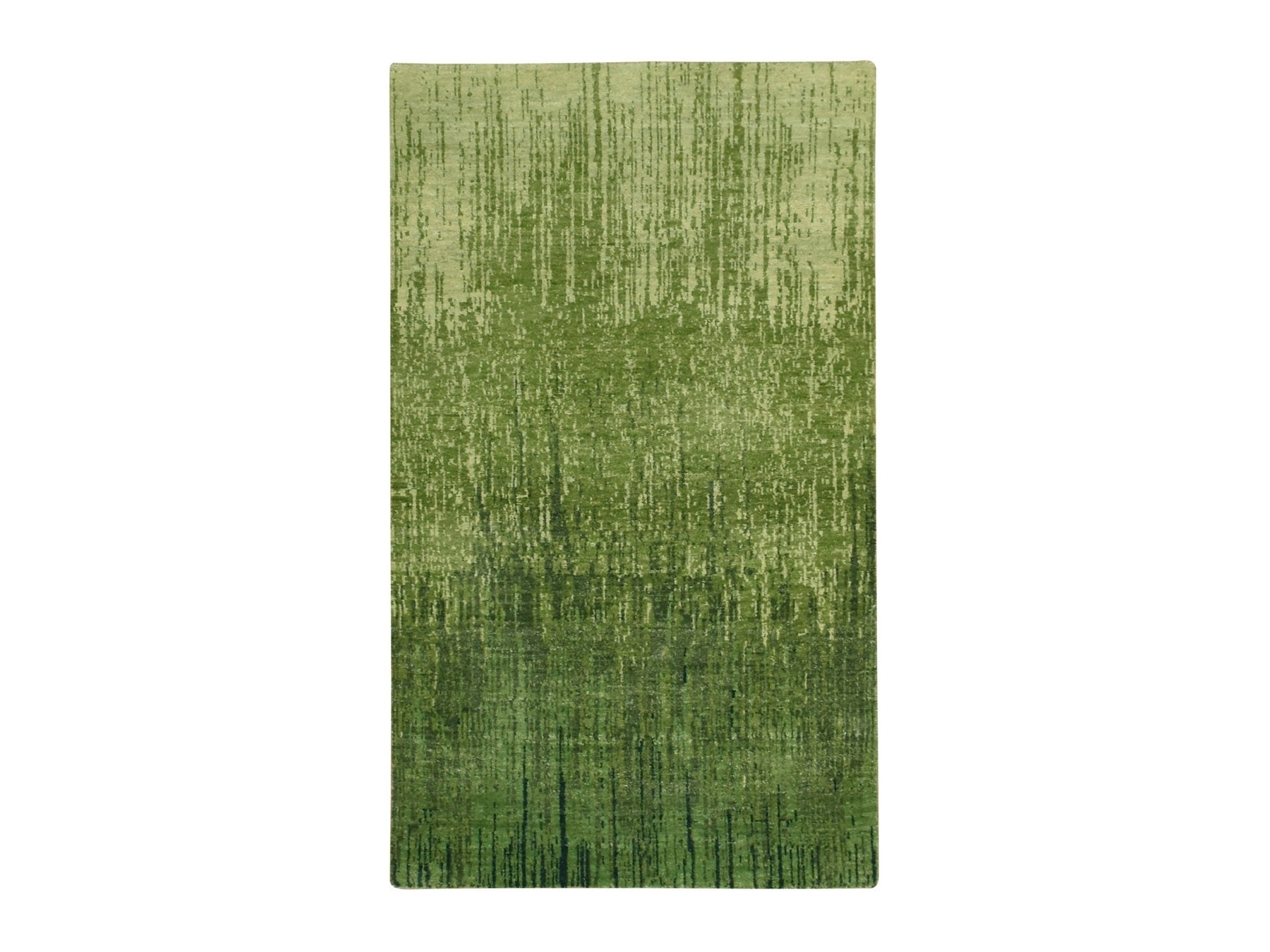 Modern / Contemporary hand-knotted wool rug in Green, 3'0" x 5'3", SKU O075517