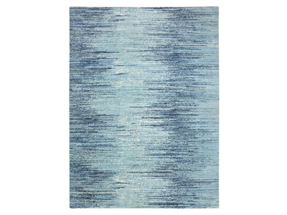 Blue 9'0" x 12'3" Modern and Contemporary Hand knotted Wool Rug - Sku: O075518