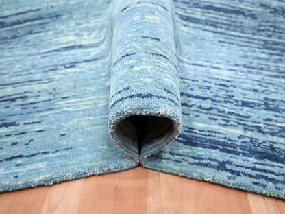 Blue 9'0" x 12'3" Modern and Contemporary Hand knotted Wool Rug - Sku: O075518