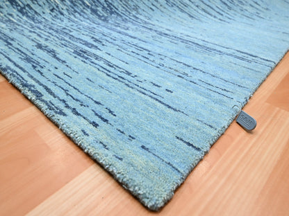 Blue 9'0" x 12'3" Modern and Contemporary Hand knotted Wool Rug - Sku: O075518