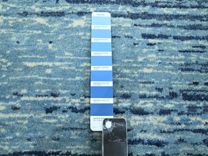 Blue 9'0" x 12'3" Modern and Contemporary Hand knotted Wool Rug - Sku: O075518