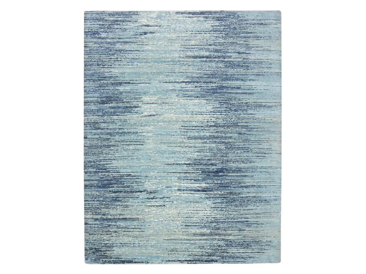 Modern / Contemporary hand-knotted wool rug in Blue, 8'1" x 10'4", SKU O075519