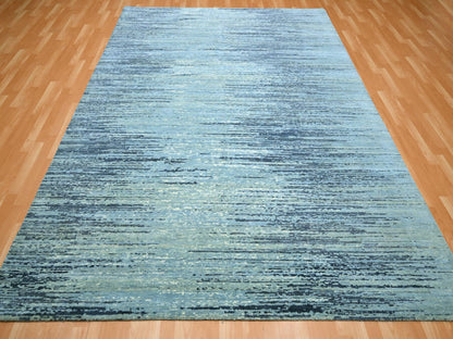 Modern / Contemporary hand-knotted wool rug in Blue, 8'1" x 10'4", SKU O075519