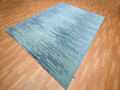 Modern / Contemporary hand-knotted wool rug in Blue, 8'1" x 10'4", SKU O075519