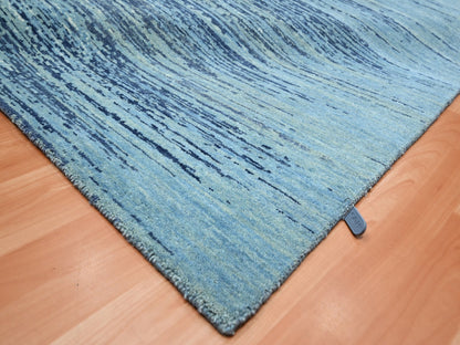 Modern / Contemporary hand-knotted wool rug in Blue, 8'1" x 10'4", SKU O075519