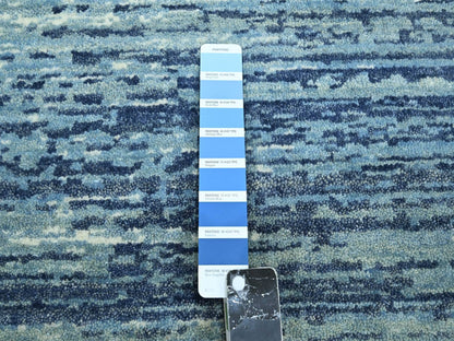 Modern / Contemporary hand-knotted wool rug in Blue, 8'1" x 10'4", SKU O075519