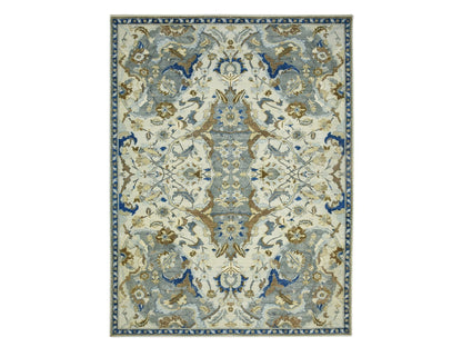 Ivory 9'2" x 12'3" Transitional Hand knotted Wool Rug - Sku: O075521