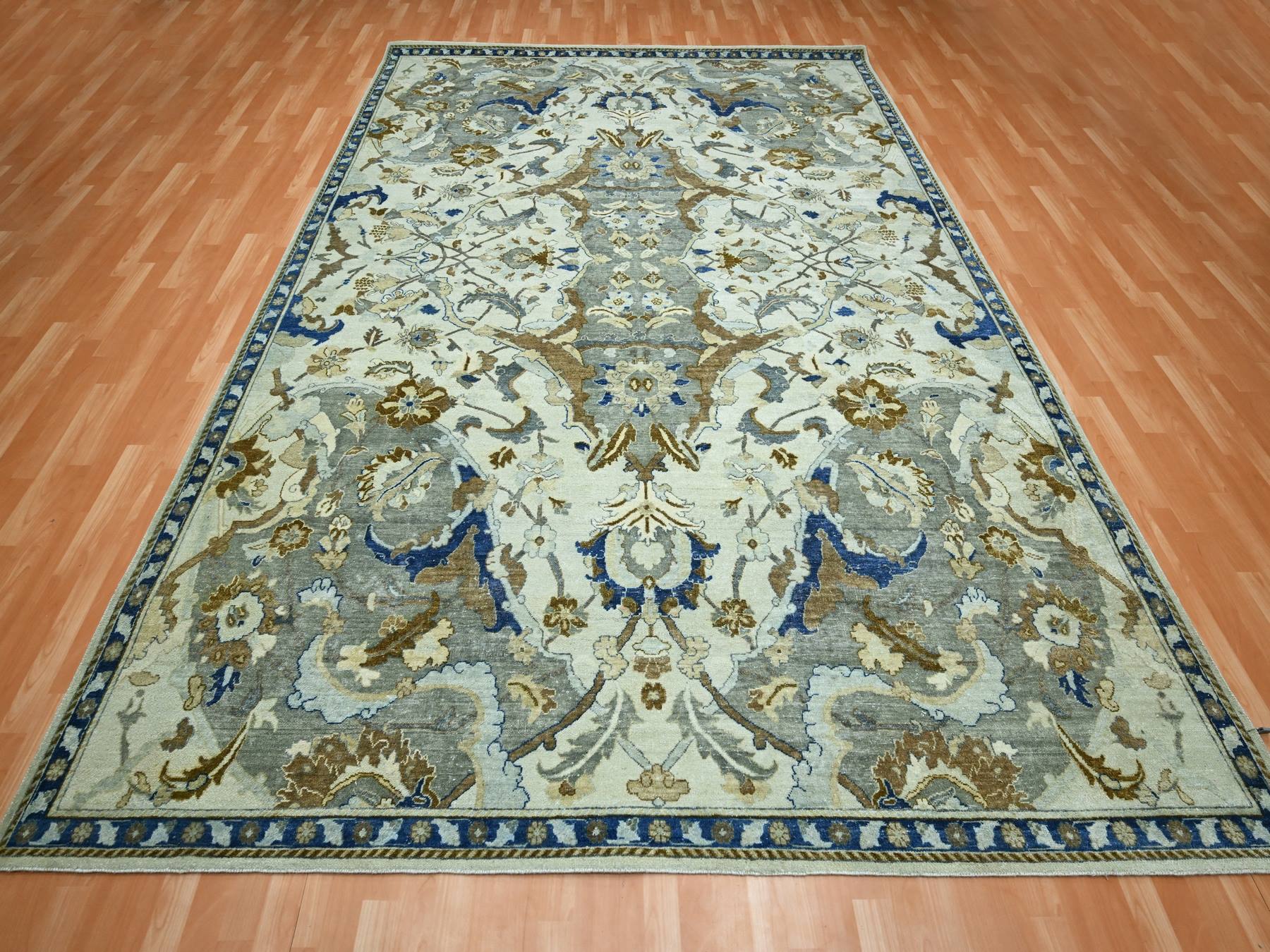 Transitional hand-knotted wool rug in Ivory, 9'2" x 12'3", SKU O075521