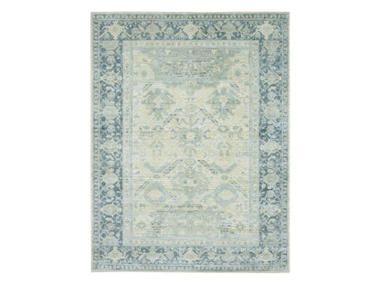 Grey 9'1" x 12'0" Oushak And Peshawar Hand knotted Wool/Silk Rug - Sku: O075522