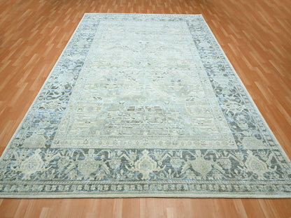 Grey 9'1" x 12'0" Oushak And Peshawar Hand knotted Wool/Silk Rug - Sku: O075522