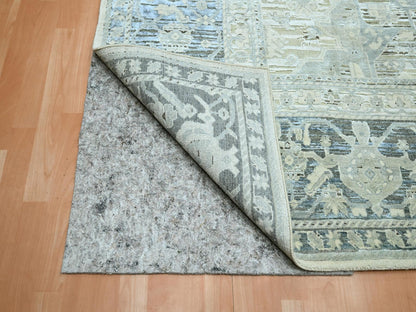Grey 9'1" x 12'0" Oushak And Peshawar Hand knotted Wool/Silk Rug - Sku: O075522