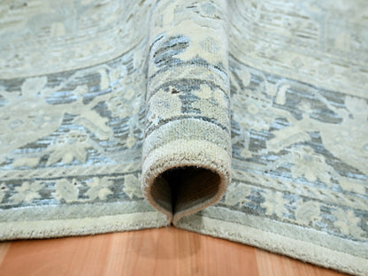 Grey 9'1" x 12'0" Oushak And Peshawar Hand knotted Wool/Silk Rug - Sku: O075522