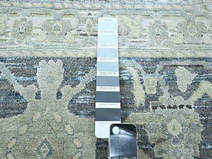 Grey 9'1" x 12'0" Oushak And Peshawar Hand knotted Wool/Silk Rug - Sku: O075522