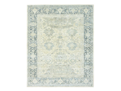 Grey 8'0" x 9'10" Oushak And Peshawar Hand knotted Wool/Silk Rug - Sku: O075523