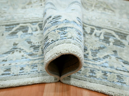 Grey 8'0" x 9'10" Oushak And Peshawar Hand knotted Wool/Silk Rug - Sku: O075523