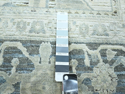 Grey 8'0" x 9'10" Oushak And Peshawar Hand knotted Wool/Silk Rug - Sku: O075523