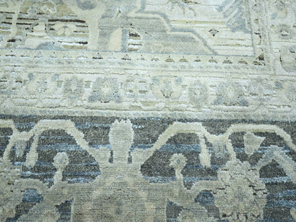 Grey 8'0" x 9'10" Oushak And Peshawar Hand knotted Wool/Silk Rug - Sku: O075523