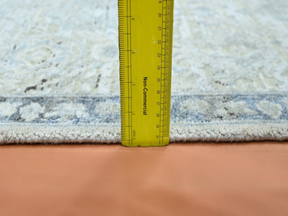Grey 2'1" x 3'2" Oushak And Peshawar Hand knotted Wool/Silk Rug - Sku: O075525