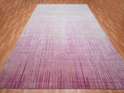 Pink 9'2" x 12'4" Modern / Contemporary Hand knotted Wool Rug - Sku: O075529