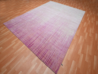 Pink 9'2" x 12'4" Modern / Contemporary Hand knotted Wool Rug - Sku: O075529