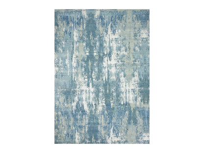 Modern / Contemporary hand-knotted wool/silk rug in Blue, 10'1" x 14'2", SKU O075530