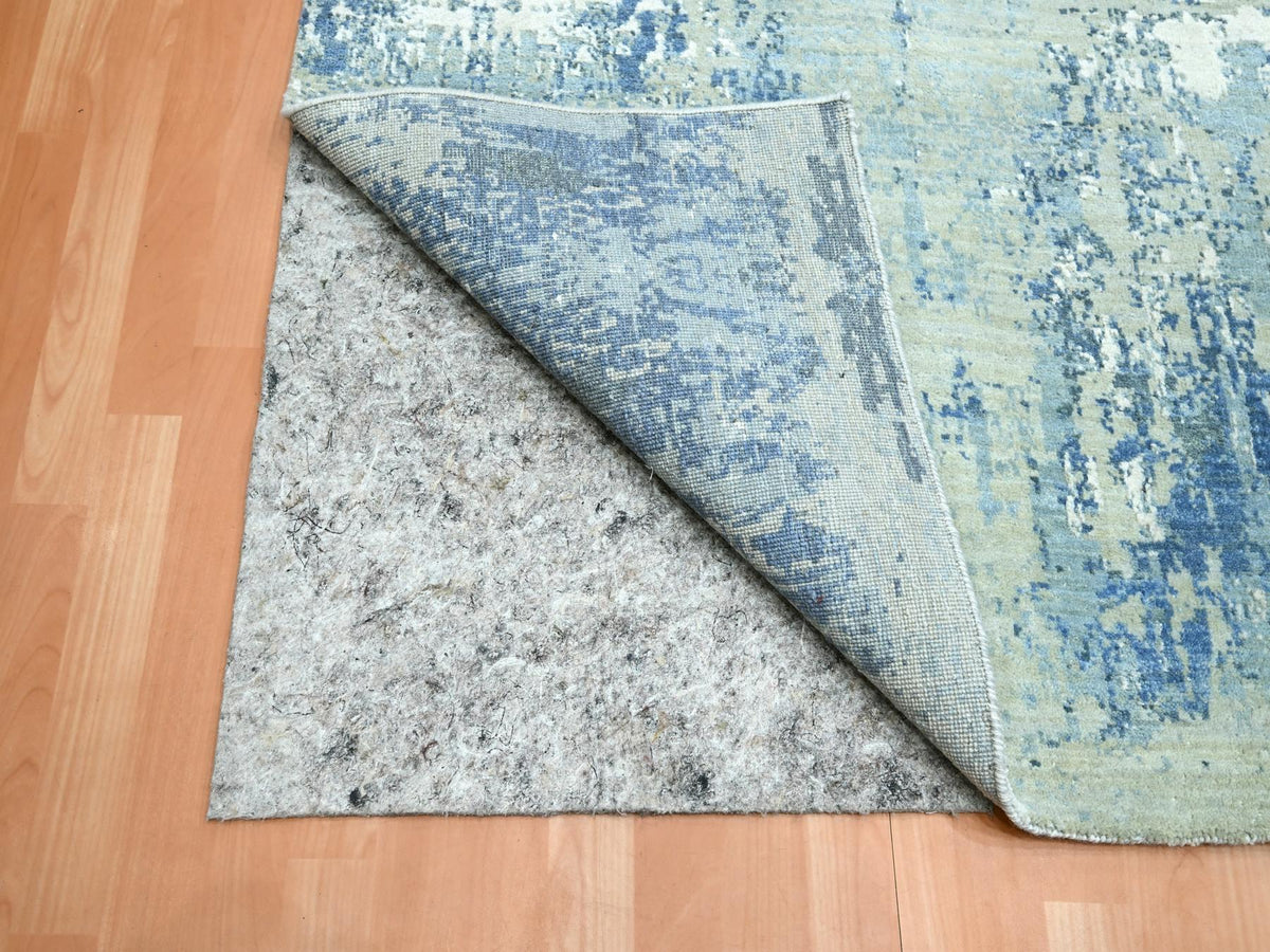 Modern / Contemporary hand-knotted wool/silk rug in Blue, 10'1" x 14'2", SKU O075530