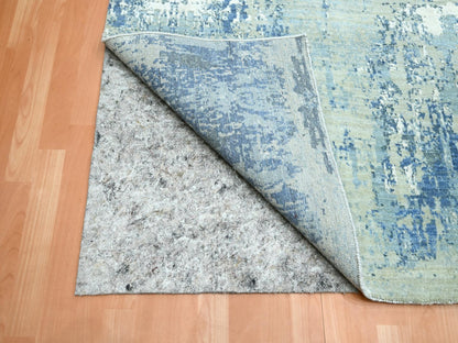 Modern / Contemporary hand-knotted wool/silk rug in Blue, 10'1" x 14'2", SKU O075530