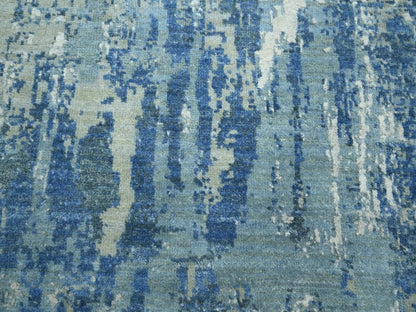 Modern / Contemporary hand-knotted wool/silk rug in Blue, 10'1" x 14'2", SKU O075530